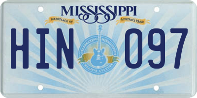 MS license plate HIN097