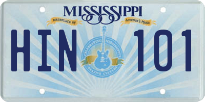 MS license plate HIN101