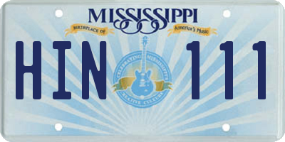 MS license plate HIN111
