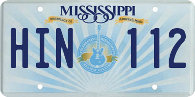 MS license plate HIN112