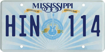 MS license plate HIN114