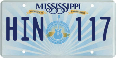 MS license plate HIN117