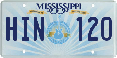 MS license plate HIN120