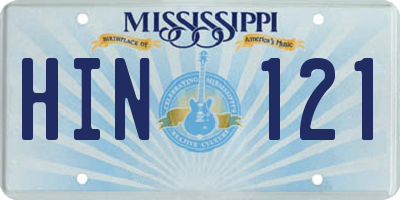 MS license plate HIN121