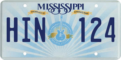 MS license plate HIN124