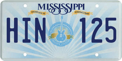 MS license plate HIN125