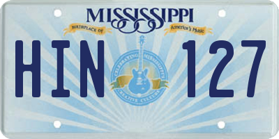 MS license plate HIN127