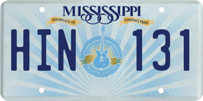 MS license plate HIN131