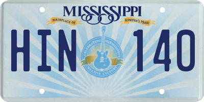 MS license plate HIN140