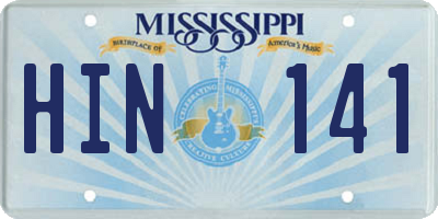 MS license plate HIN141