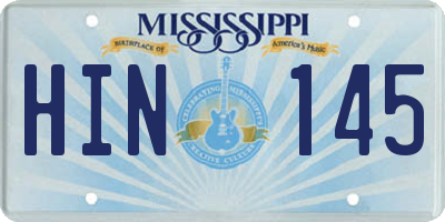 MS license plate HIN145