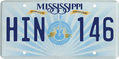 MS license plate HIN146