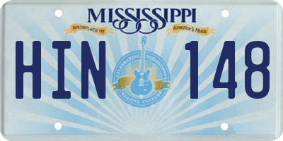 MS license plate HIN148