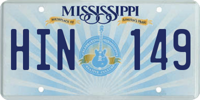 MS license plate HIN149