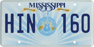 MS license plate HIN160