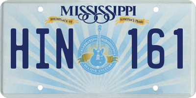 MS license plate HIN161