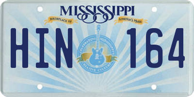 MS license plate HIN164