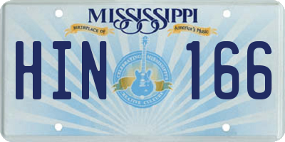 MS license plate HIN166