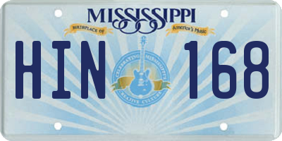 MS license plate HIN168