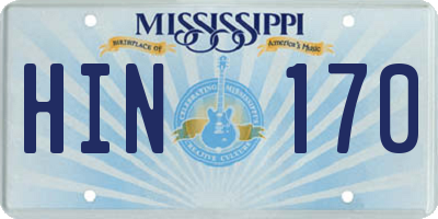 MS license plate HIN170