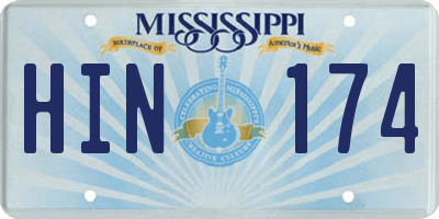 MS license plate HIN174