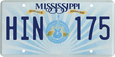 MS license plate HIN175