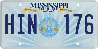 MS license plate HIN176