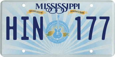 MS license plate HIN177