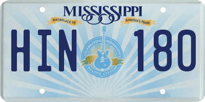 MS license plate HIN180