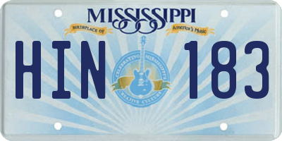 MS license plate HIN183