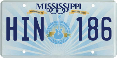 MS license plate HIN186