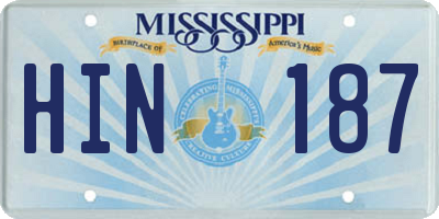 MS license plate HIN187