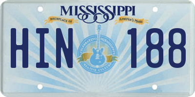 MS license plate HIN188