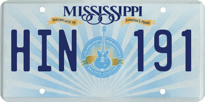 MS license plate HIN191