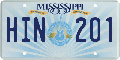 MS license plate HIN201