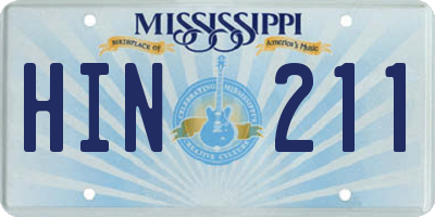 MS license plate HIN211