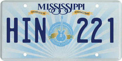 MS license plate HIN221