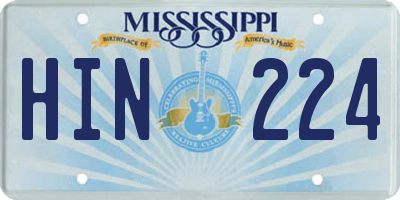 MS license plate HIN224