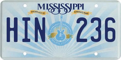 MS license plate HIN236