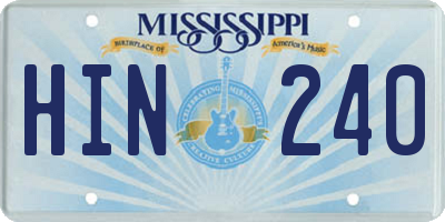MS license plate HIN240