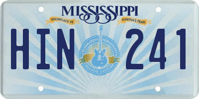 MS license plate HIN241