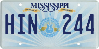 MS license plate HIN244