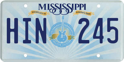 MS license plate HIN245