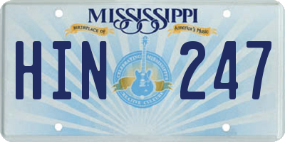 MS license plate HIN247