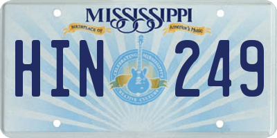 MS license plate HIN249