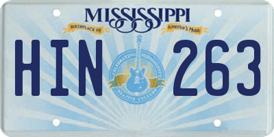 MS license plate HIN263
