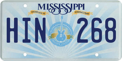 MS license plate HIN268