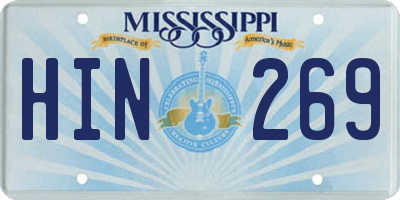 MS license plate HIN269