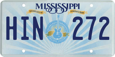 MS license plate HIN272