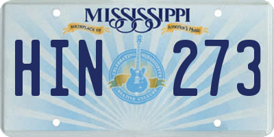 MS license plate HIN273